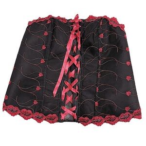 Cacique Black & Hot Pink Strapless Bustier Corset 22/24